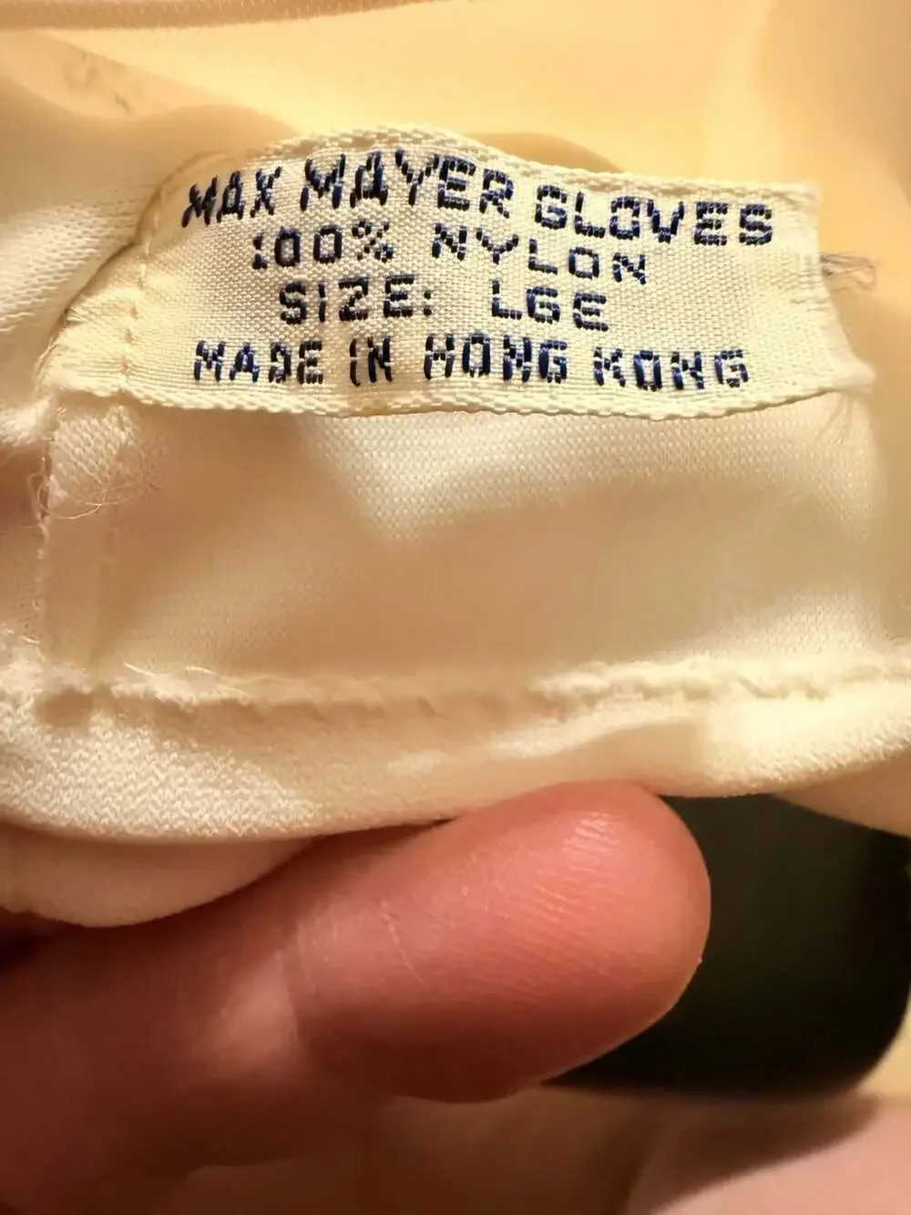 Max Mayer Contour Fit Vintage White Nylon Gloves Size Large